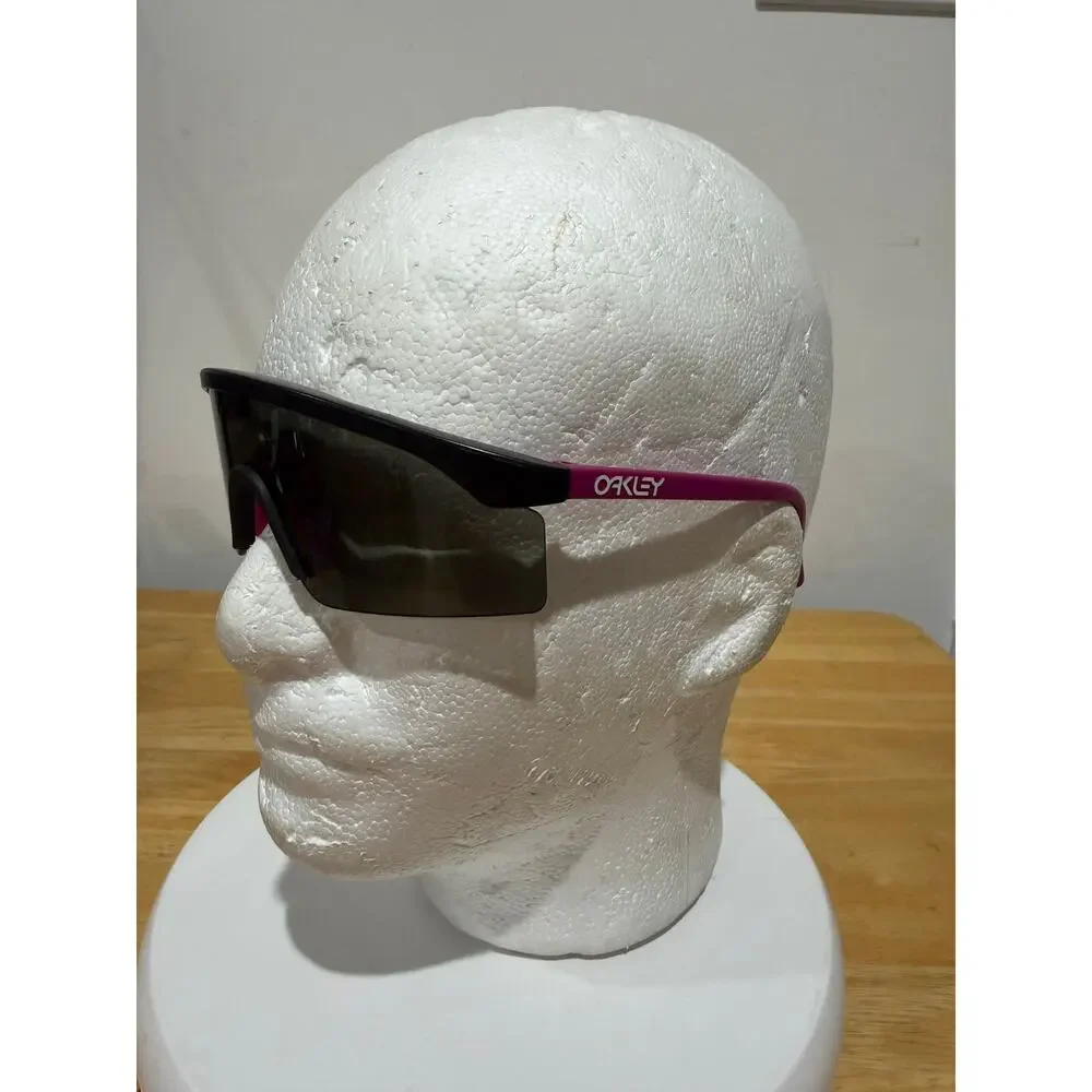 Vintage Oakley Razor Blades Sunglasses Black Pink Standard Stem Grey Shield Lens